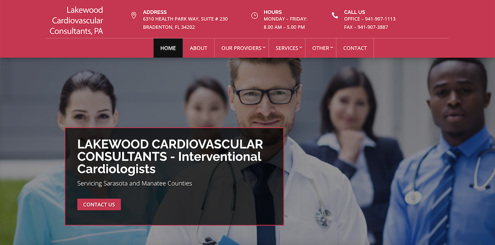 Screenshot of the website for Lakewood Cardiovascular Consultants, created by Sarasota Web Designer.